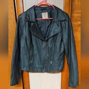 Ruff Hewn Women's Dark Green Faux Leather Jacket